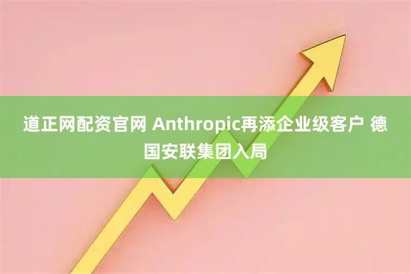 道正网配资官网 Anthropic再添企业级客户 德国安联集团入局