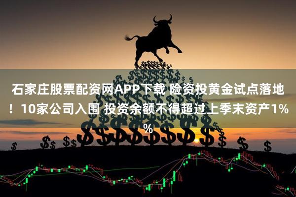 石家庄股票配资网APP下载 险资投黄金试点落地！10家公司入围 投资余额不得超过上季末资产1%