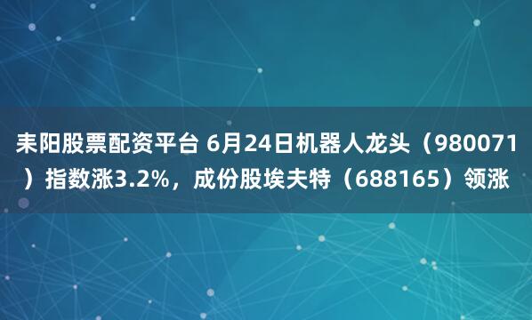 耒阳股票配资平台 6月24日机器人龙头（980071）指数涨3.2%，成份股埃夫特（688165）领涨